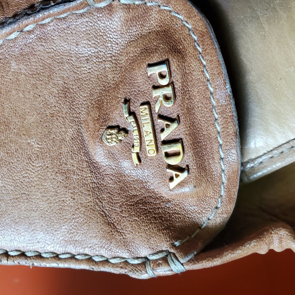 Tan Leather Prada Flats Size 37.5 - Picture 3 of 5
